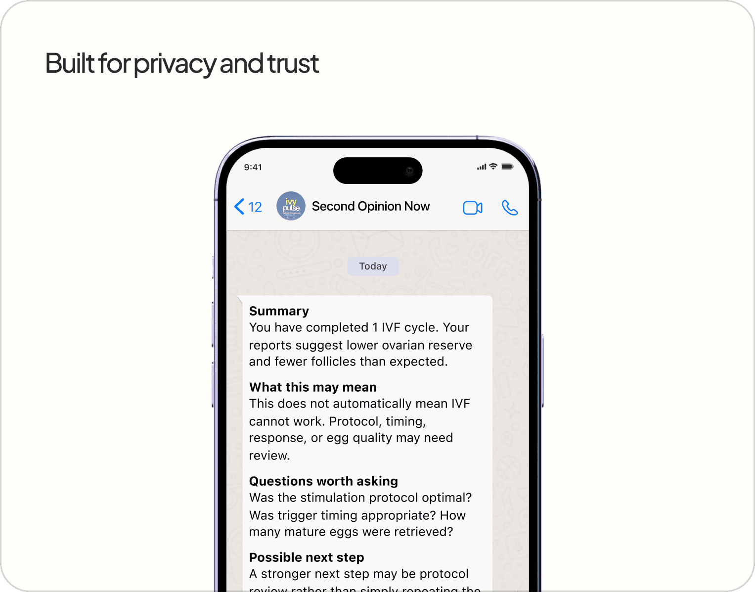 Get a second opinion summary on WhatsApp